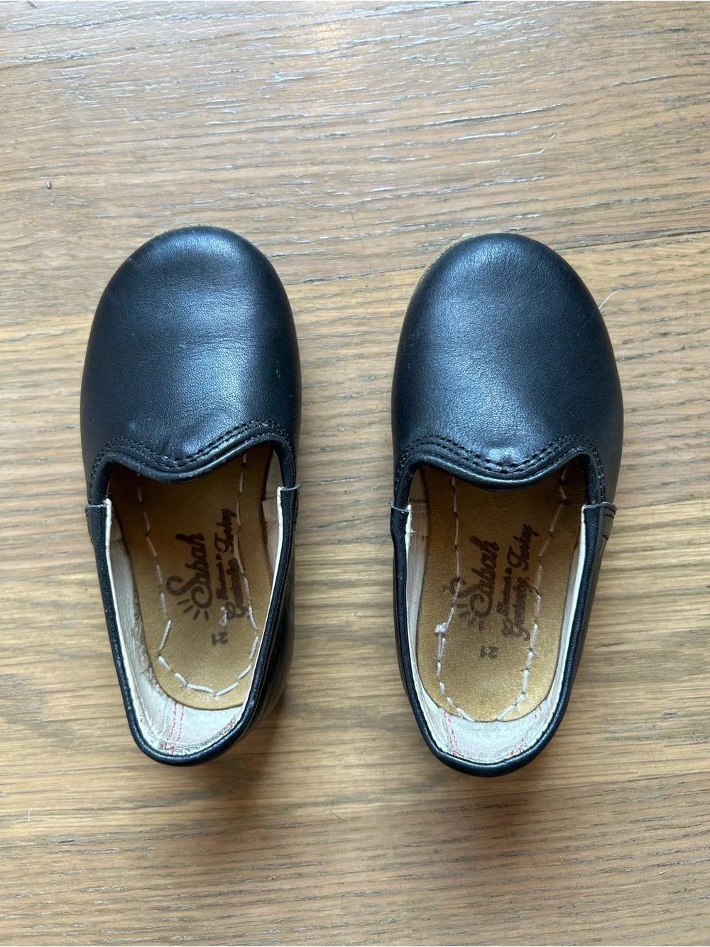 Sabah Kids Beirut Black Leather Slip-On Shoes Size 21 / US Toddler 6